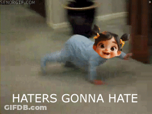A Baby Is Crawling On The Floor With The Words Haters Gonna Hate Above It GIF