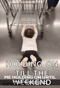 A Baby Is Crawling Under A Shopping Cart . GIF