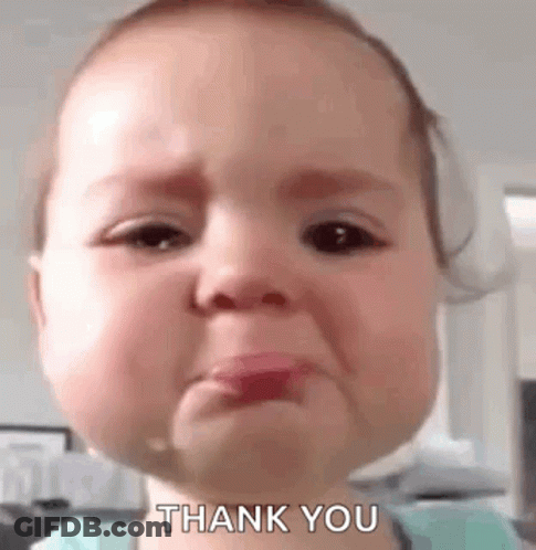 A Baby Is Crying And Saying `` Thank You '' With His Mouth Open . GIF