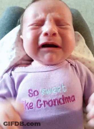 A Baby Is Crying While Wearing A Shirt That Says So Sweet Like Grandma GIF