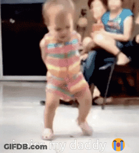 A Baby Is Dancing With The Words I Miss My Daddy GIF