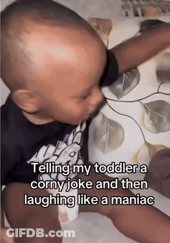 A Baby Is Laughing Like A Maniac And Telling A Corny Joke GIF