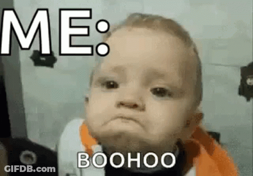 A Baby Is Making A Funny Face With The Words `` Me : Boohoo '' Written Above It . GIF