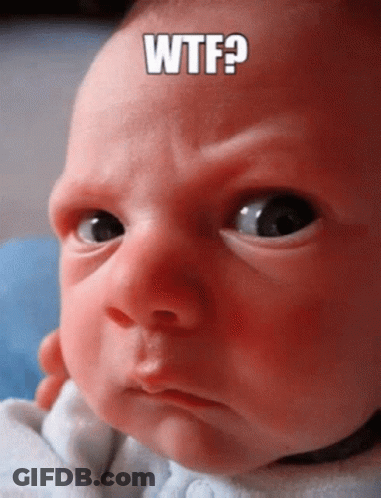 A Baby Is Making A Funny Face With The Words Wtf Written Above It GIF