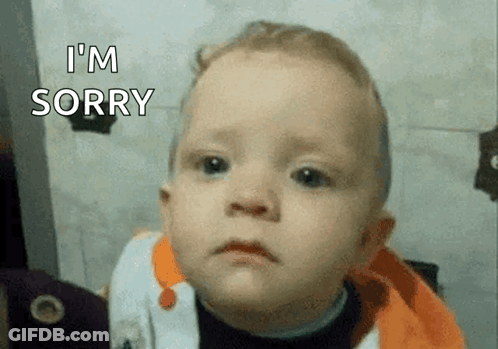 A Baby Is Making A Sad Face And Saying I 'M Sorry . GIF
