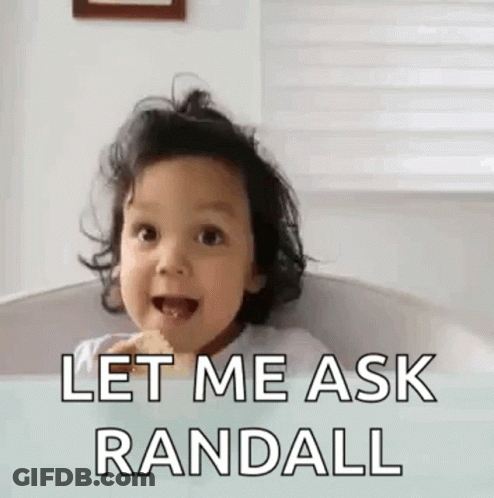 A Baby Is Sitting In A Bathtub Eating A Chip And Saying Let Me Ask Randall . GIF