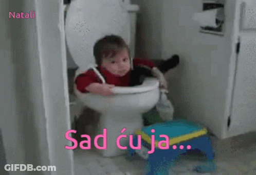 A Baby Is Sitting In A Toilet With The Words Sad Cu Ja Written On The Bottom GIF