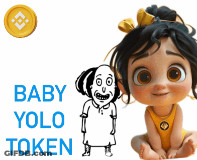 A Baby Is Sitting Next To A Drawing Of A Man With The Words Baby Yolo Token Below It GIF