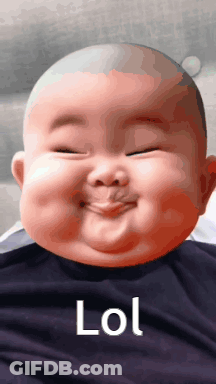 A Baby Making A Funny Face With The Word Lol On The Bottom Right GIF