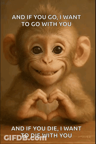 A Baby Monkey Is Making A Heart Shape With Its Hands GIF