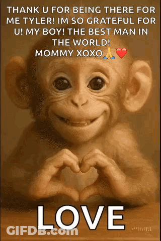 A Baby Monkey Is Making A Heart Shape With Its Hands GIF