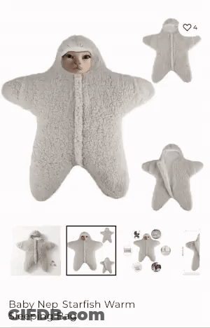 A Baby Sleeping Bag That Looks Like A Starfish With A Face On It . GIF