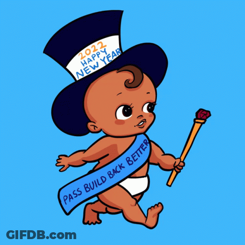 A Baby Wearing A Top Hat And A Sash That Reads Pass Build Back Better GIF