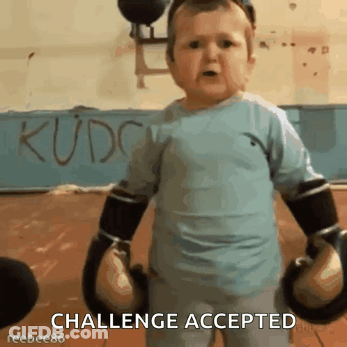 Baby With Boxing Gloves Challenge Accepted GIF