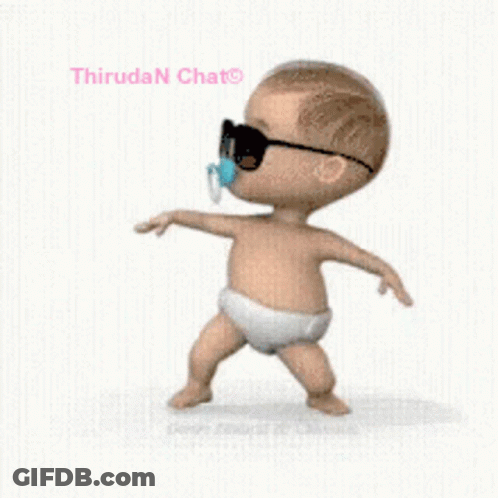 A Baby Wearing Sunglasses And A Pacifier Dancing GIF
