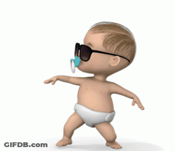 A Baby Wearing Sunglasses And A Pacifier Is Dancing GIF