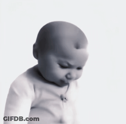 Baby With Bump On Head Looking Down GIF