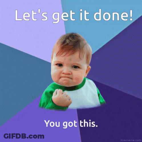 A Baby With A Fist In The Air Says Let 'S Get It Done GIF