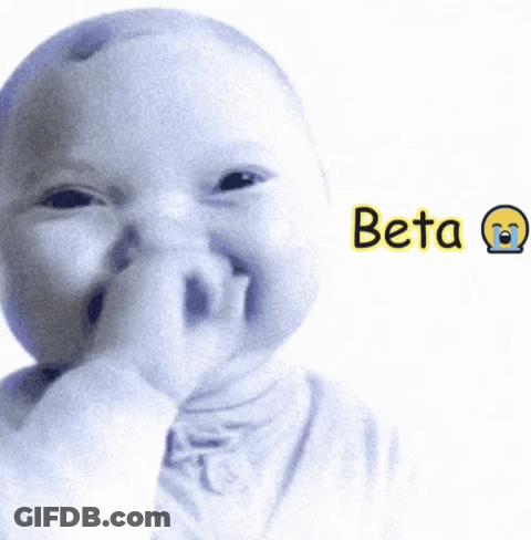 A Baby With A Smiley Face And The Word Beta On The Bottom Right GIF
