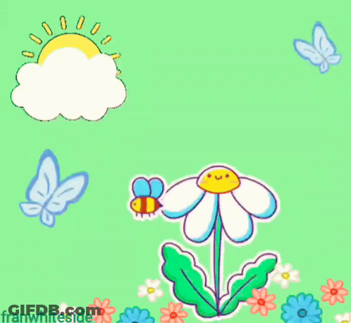 A Back To School Greeting Card With A Flower And Butterflies GIF