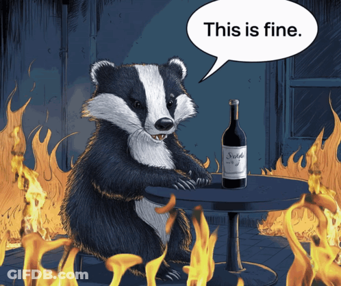 Badger Sitting At Table With Shiraz Bottle GIF