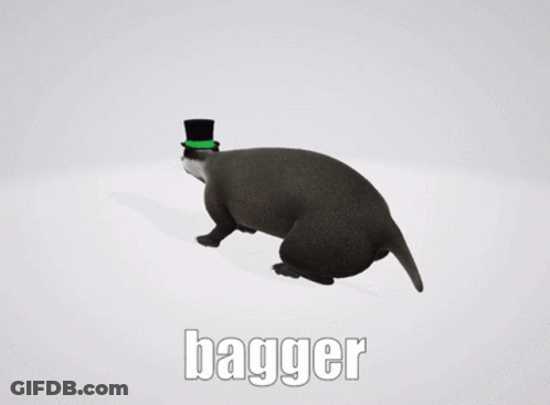 A Badger Wearing A Top Hat With The Word Bagger Underneath GIF