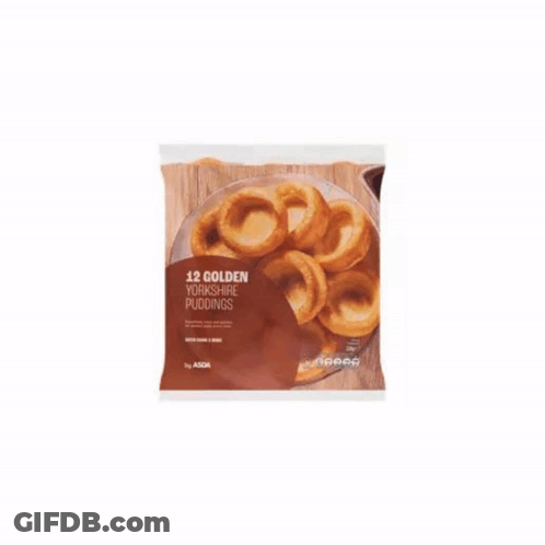 A Bag Of Bbc Yorkshire Puddings Is On A White Background GIF