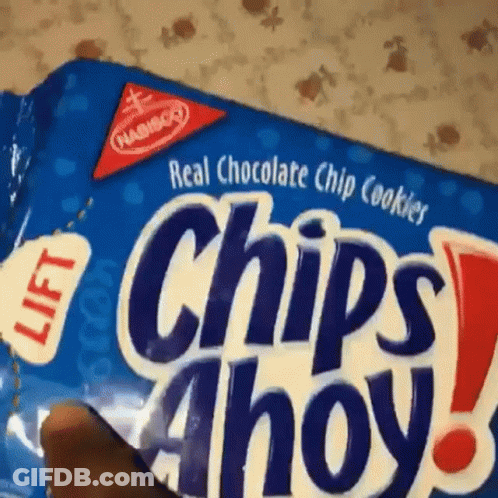 A Bag Of Chips Ahoy Real Chocolate Chip Cookies Is Being Opened GIF