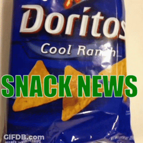 A Bag Of Doritos Cool Ranch Chips With Snack News Written In Green GIF