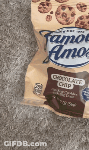 A Bag Of Famous Amo 'S Chocolate Chip Cookies GIF