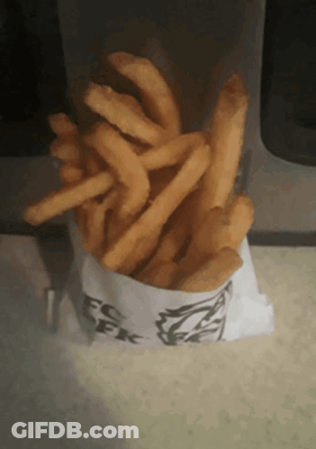 A Bag Of French Fries From A Kfc Restaurant GIF