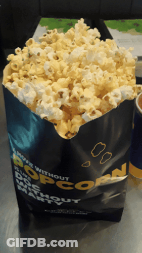 A Bag Of Popcorn Says A Movie Without Popcorn GIF