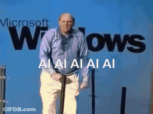 A Bald Man In A Blue Shirt Is Clapping His Hands And The Words Ai Ai Ai Ai Are Visible GIF