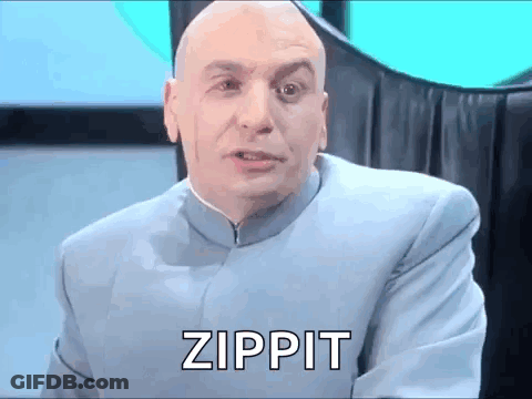 A Bald Man In A Blue Suit Is Talking And Saying Zippit . GIF