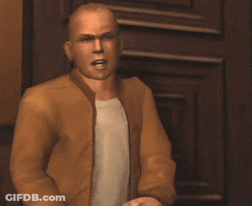 A Bald Man In A Brown Jacket Is Standing In Front Of A Door And Says Yes Sir GIF