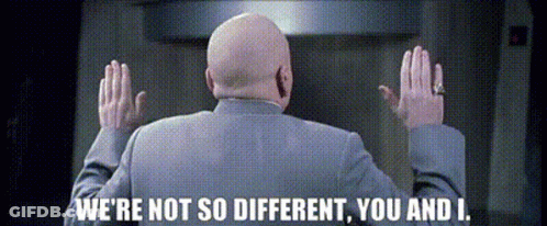 A Bald Man In A Suit Says We 'Re Not So Different , You And I. GIF