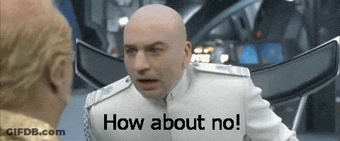 A Bald Man In A White Uniform Is Talking To Another Man With The Words " How About No " Written Below Him GIF