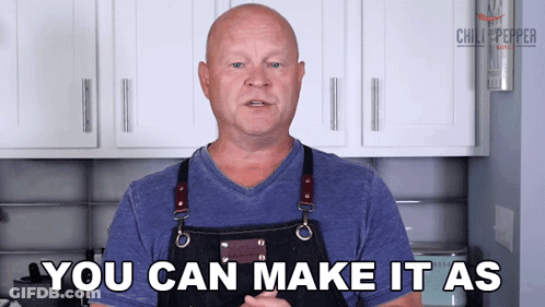 Bald Man In Apron Saying You Can Make It As GIF