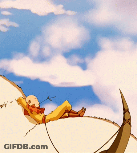 A Bald Man Is Laying On Top Of A Hill With A Dragon Tail Behind Him GIF