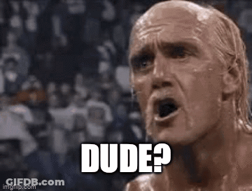 A Bald Man Is Making A Funny Face And Saying `` Dude ? '' GIF