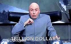 A Bald Man Is Sitting In A Chair And Pointing At The Camera While Saying `` 1 Billion Dollars '' . GIF