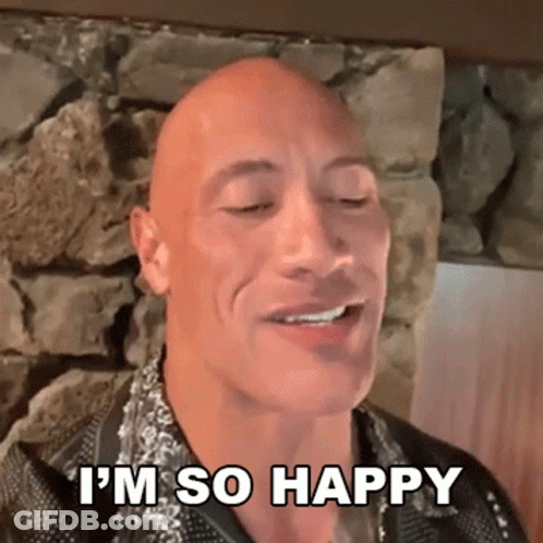 A Bald Man Is Smiling And Says `` I 'M So Happy '' . GIF