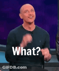 A Bald Man Is Wearing A Black Shirt That Says What GIF