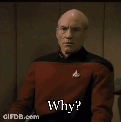 A Bald Man Is Wearing A Red Sweater And Asking Why . GIF