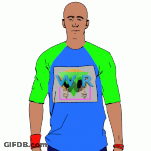 A Bald Man Is Wearing A Shirt That Says Wir On It GIF