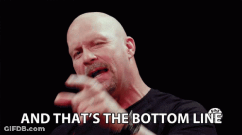 A Bald Man Says " And That 'S The Bottom Line " While Pointing At The Camera GIF