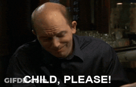 A Bald Man Says " Child Please " In A Bar GIF