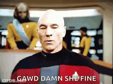A Bald Man Says Gawd Damn She Fine On A Television Screen GIF