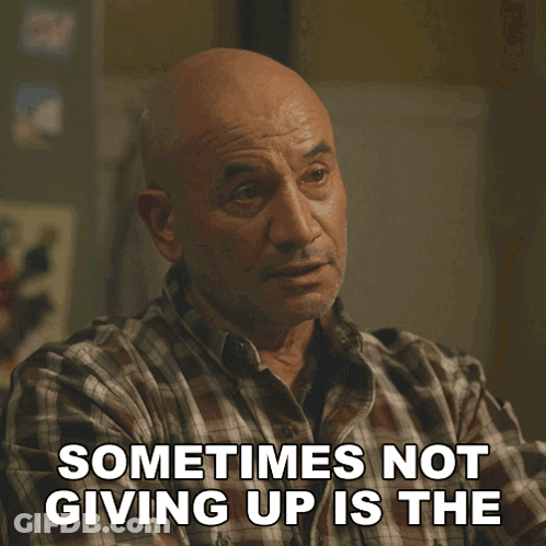 A Bald Man Says Sometimes Not Giving Up Is The GIF