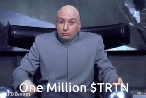 A Bald Man Sitting In A Chair With The Words One Million $ Trtn GIF